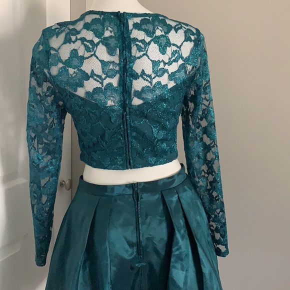 Dark Teal 2 piece Dance Dress Formal/Homecoming - Picture 2 of 5